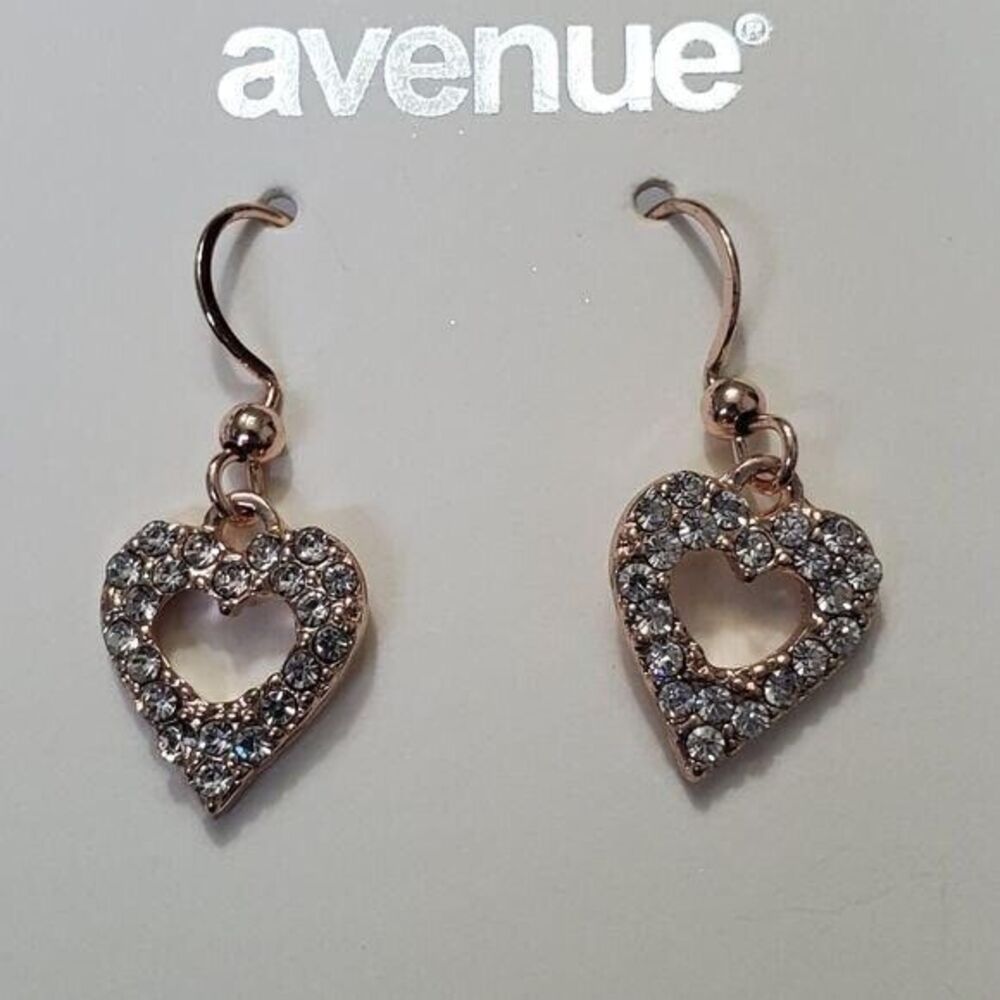 Avenue gold tone rhinestone heart earnings